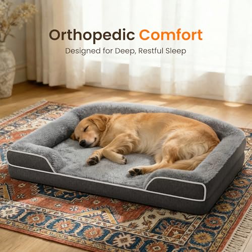 Orthopedic Dog Bed for Extra Large Dogs (Dark Grey / 45.0"L x 30.0"W x 7.5"Th)