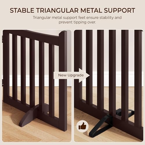 Freestanding Wooden Dog Gate (Espresso / 60″ W × 24″ H)