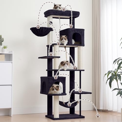 Cat Tree Cat Tower with Sturdy Steel Tube (70.5 inches / Smoky gray)