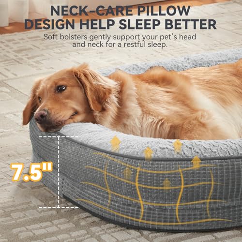 Orthopedic Dog Beds Large Sized Dog (Light Grey / 42"l X 32"w X 7.5"th)