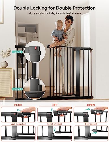30" Tall Baby Gate for Stairs Doorways (30"Tall 46"Wide / Black)