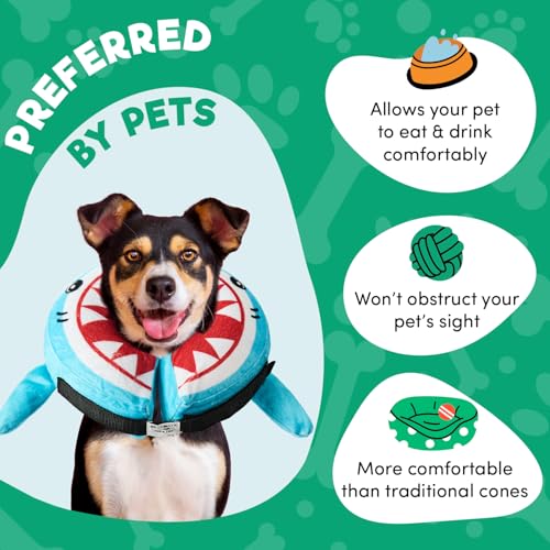 Inflatable Dog Cone Collar Alternative After Surgery Large (Shark / Large [Neck:14"-18"])