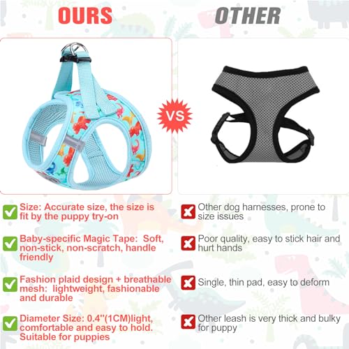 Dog Harness Medium Sized and Leash Set (Medium(Chest Girth 16" - 18") / Dinosaurs Pattern)