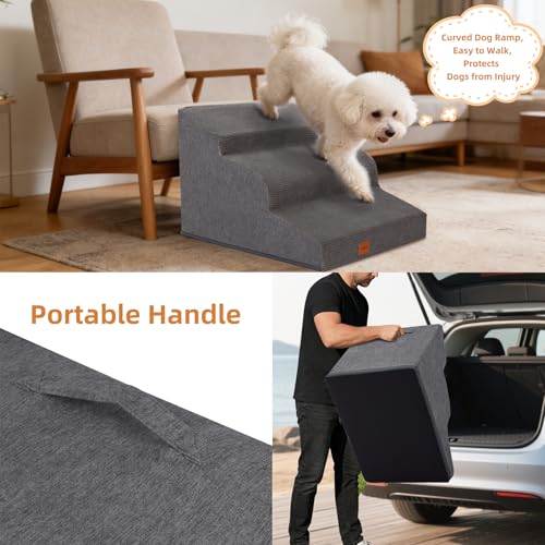 Dog Stairs for Small Dogs (Grey / 15.7x22.4x15.7in)