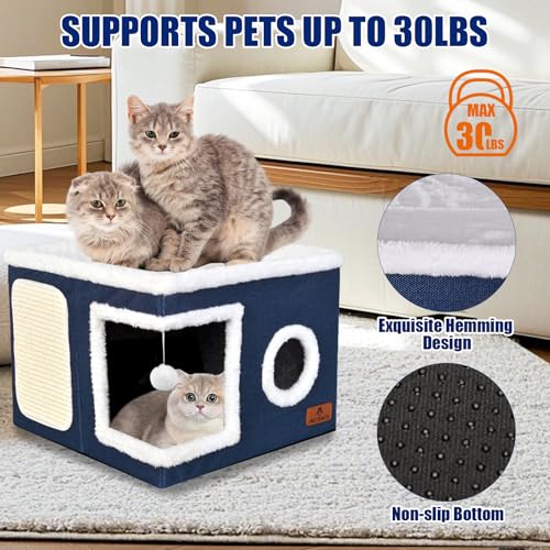 Cat Beds for Indoor Cats (Blue / Single)