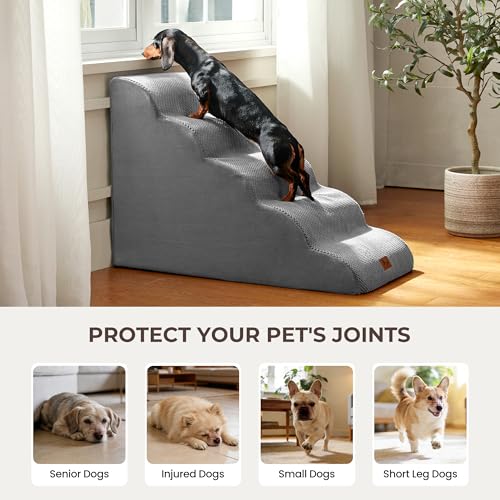 Dog Stairs for Small Dogs 22.6” H (Grey / 33"D x 15.7"W x 22.6"H)