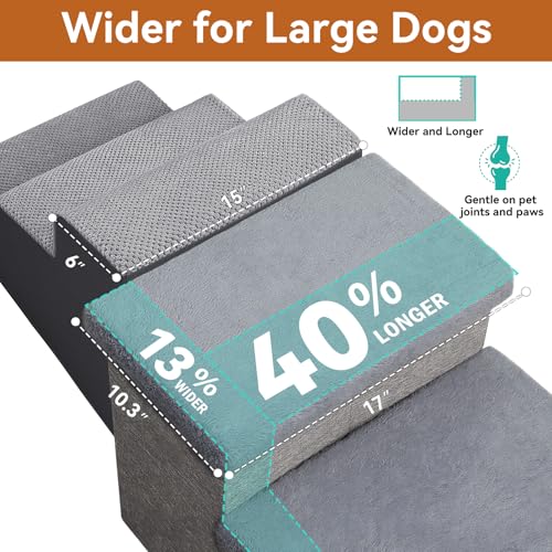 Dog Stairs with Storage (Grey Furry Lids No Condo / 3)