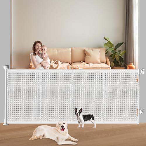Retractable Baby Gates (White / 41" Tall x 71" Wide)