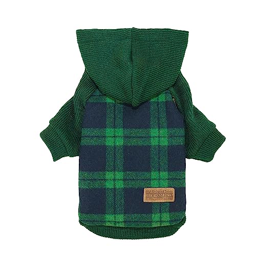 Tartan Plaid Dog Hoodie (Medium / Green)