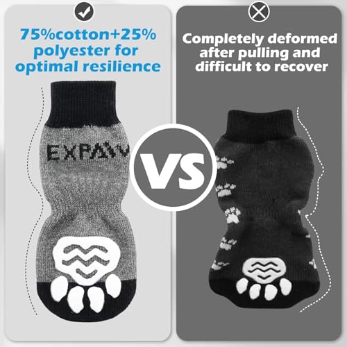 6PCS Anti Slip Dog Socks to Prevent Licking Paws (X-small (6 Count) / Black Grey)