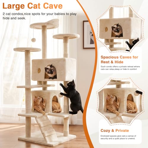 54" Cat Tree Tower (Beige)