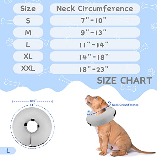 Inflatable Dog Cone Collar Alternative After Surgery (Solid Grey / L(Neck 12"-16"))