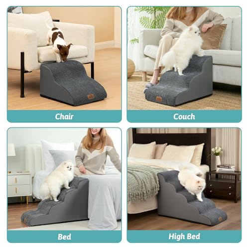 Dog Stairs for Small Dog 22.6" H (Charcoal Grey / Standard:15.7"x33"x22.6")