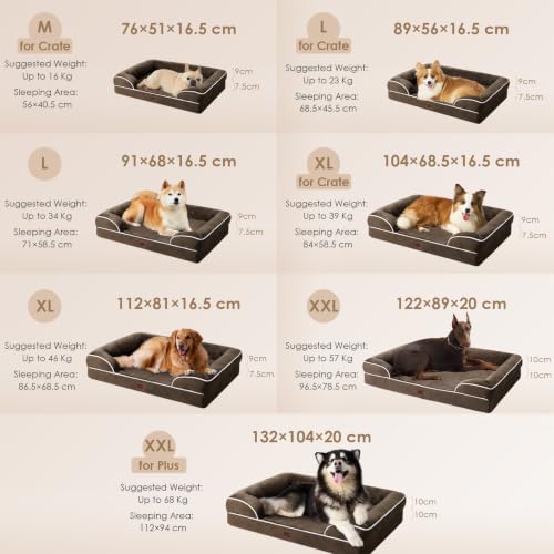 Orthopedic XXL Dog Bed (Brown / 48.0"l X 35.0"w X 8.0"th)