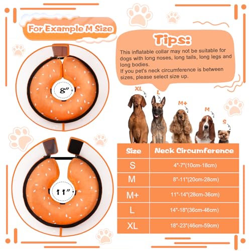 Inflatable Dog Cone Collar with Detachable Enhanced Anti (Hamburger / M+（neck 11"-14"）)