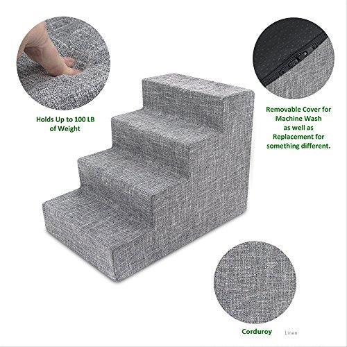 Dog Stairs & Steps (Ash Gray Linen / H: 18 Inches)