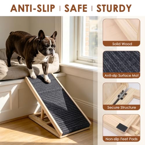 Dog Ramp for Sofa Bed 3 Adjustable Heights with Nail Scratch Board