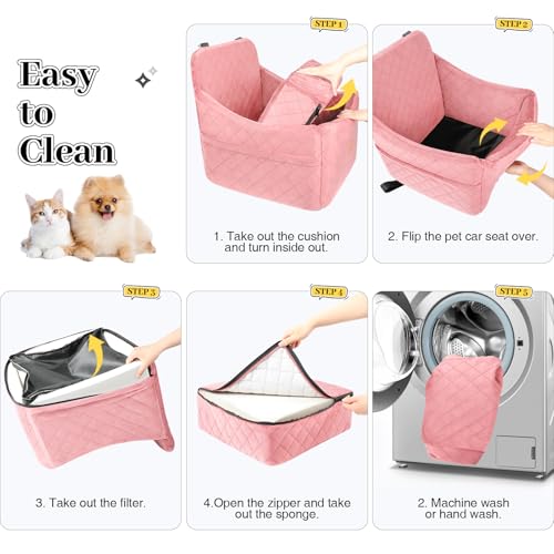 Dog Booster Car Seat for Dogs up to 35lbs (Pink / Medium)