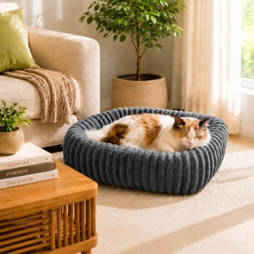 Dog Bed for Small Medium Dog (Grey / M (25"x21"x7"))