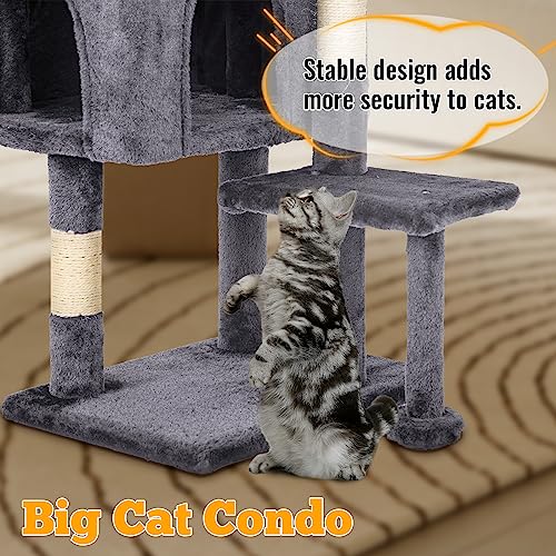 37.8" Cat Tree Tower (Light Gray)