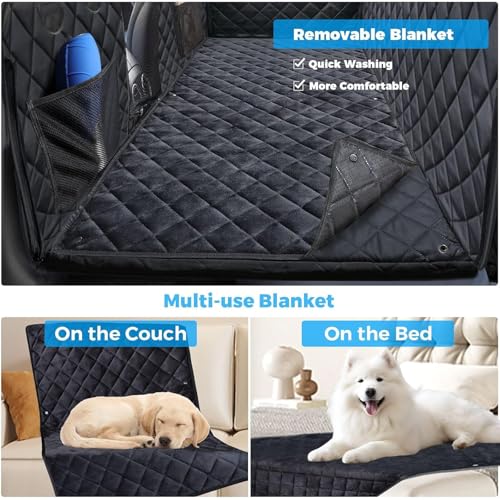 Back Seat Extender for Dogs (All Black / XL - Full Size Crew Cab Truck)