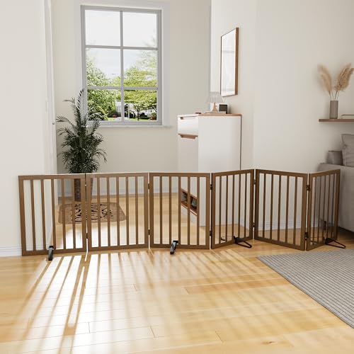 Dog Gate for Stairs (Black Walnut / 6 Panel - 110 inches Wide)
