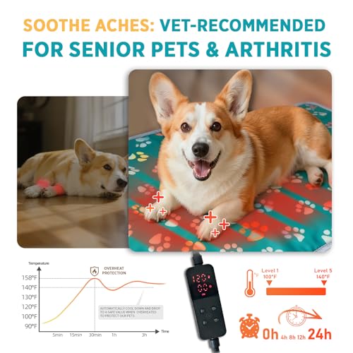 Pet Heating Pad for Cats & Dogs (24 X 16in / 1 pack green)