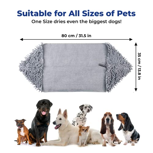 Doggy Dryer Highly Absorbent Microfiber Washable Dog Shammy Quick Drying Towel Absorber (13"x31" / Grey)