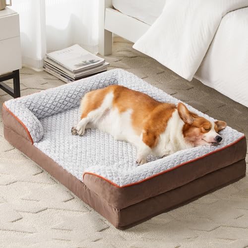 Orthopedic Dog Bed for Medium Dogs (Coffee / 28"L x 23"W x 6.5"Th)