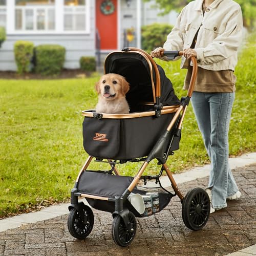 Large Pet Stroller for Medium Large Dogs and Cats (4 wheels, For Pets up to 66lbs)