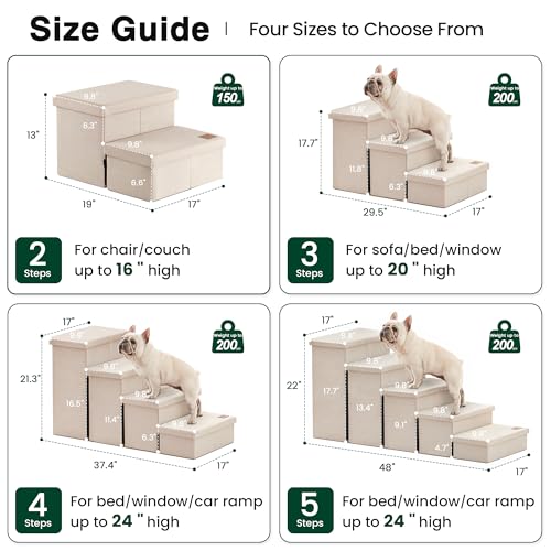 Dog Stairs for High Bed (Beige / 48" X 17" X 22" H)