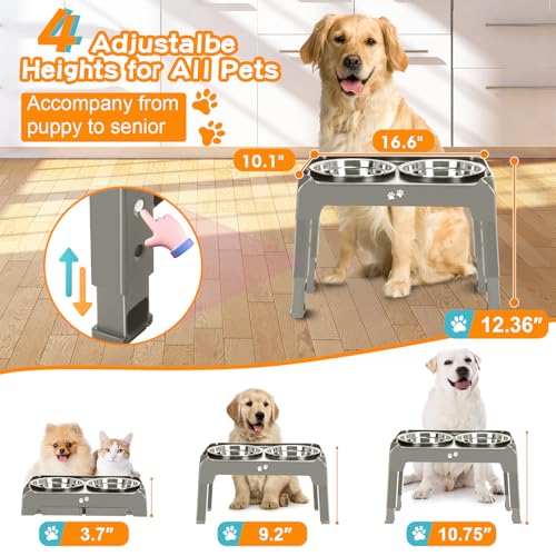 Elevated Bowls (Light Brownish Gray / 8" for Medium Dogs)