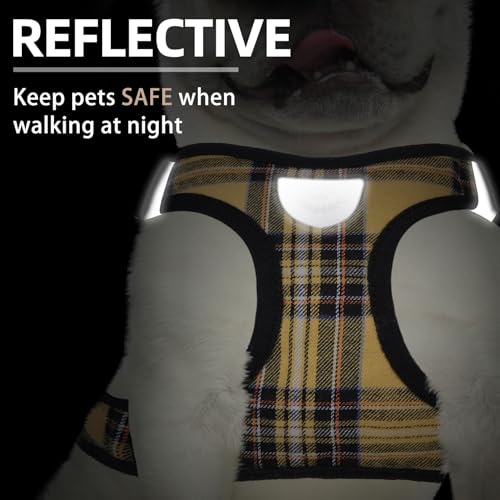 Dog Harness Collar and Leash Set No Pull for Small Medium Sized (Yellow / L (CHEST 18"-20"))