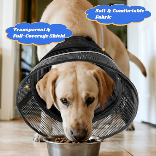 Inflatable Soft Dog Cone Collar (Black / M(Neck Girth: 14''-15.5''))