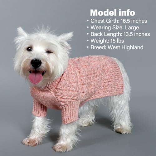 Dog Sweater for Small Dogs Turtleneck Thick Knit with Sleeves (Large (20-30lbs) / 09# Pink)