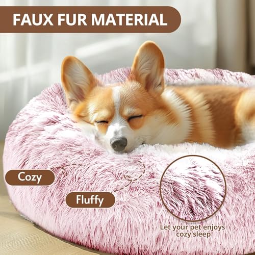 Calming Dog Bed for Small Dogs (Smoke Pink / 23.0"L x 23.0"W x 8.0"Th)