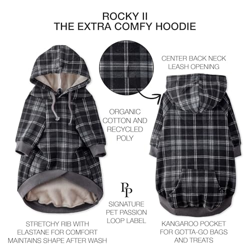 Rocky II Dog Hoodie (Black Sand Plaid / XXX-Small (up to 5lbs))