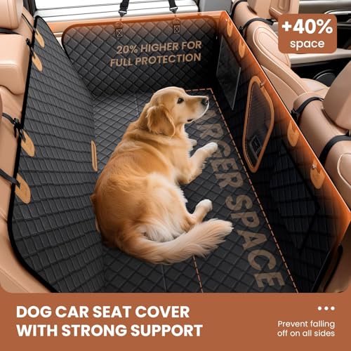 600D Heavy Duty Dog Car Seat Cover for Back Seat (Black)