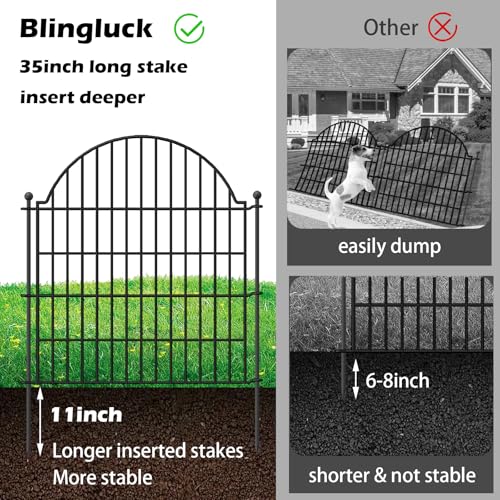 5 Panels No Dig Decorative Garden Fence with Gate (Black / 32 in(H))