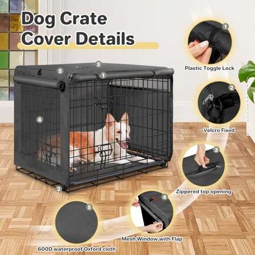 Dog Crate Cover (Black (with left window) / 24 Inch)