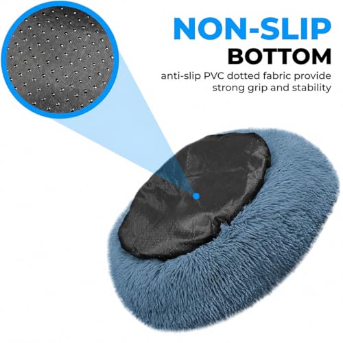 Cat Beds for Indoor Cats & Small Dog (Navy Grey-C / 23.00" x 23.00" x 7.00")