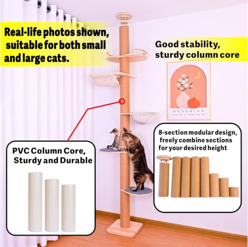 Floor to Ceiling Cat Tree Height (5-tier cat tree)