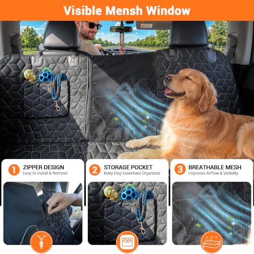56" Dog Seat Cover for Back Seat (Medium-54" / Hammock-Black)