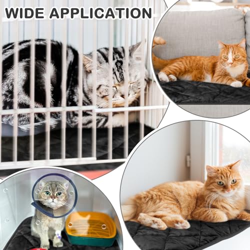 2 Pack Self Heating Cat Mat Self Warming Pet Pads Washable Kennel Mat Dog Crate Pad Reflects Body Heat Non Skid Cat Thermal Pads for Puppy Indoor Outdoor (16 x 20 inches / Black)
