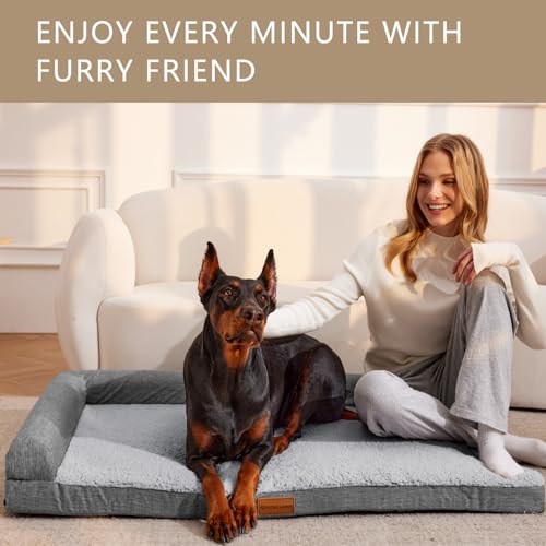 Orthopedic Large Dog Bed Washable Pet Sofa Bed 56''X40''Grey (Grey / 56"L x 40"W x 3.5"Th)