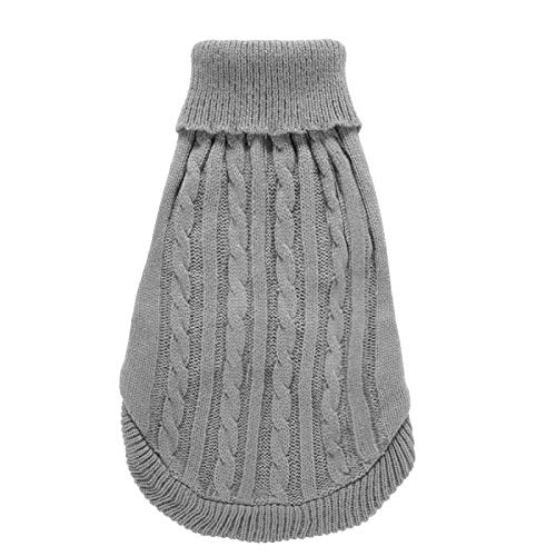 Dog Sweater Soft Warm Turtleneck Knitted Clothes for Small Medium Large Pet (Grey / Small)