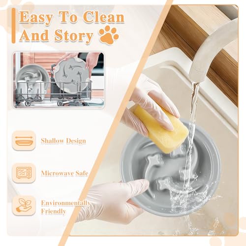 Ceramic Slow Feeder Dog Bowls (Grey-M)