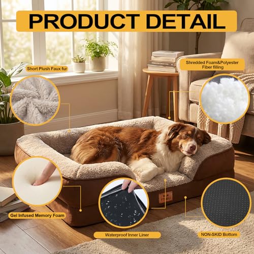 Orthopedic Dog Bed Medium Size Dog (Brown / 30.0" L x 20.0" W x 6.3" Th)