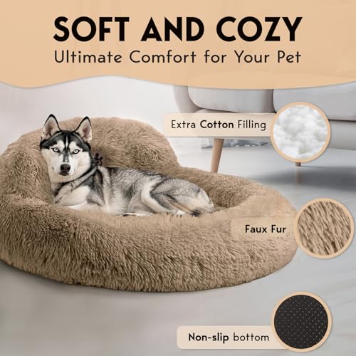 Large Dog Bed (Beige / Large - 36”L x 36”W x 8”Th)