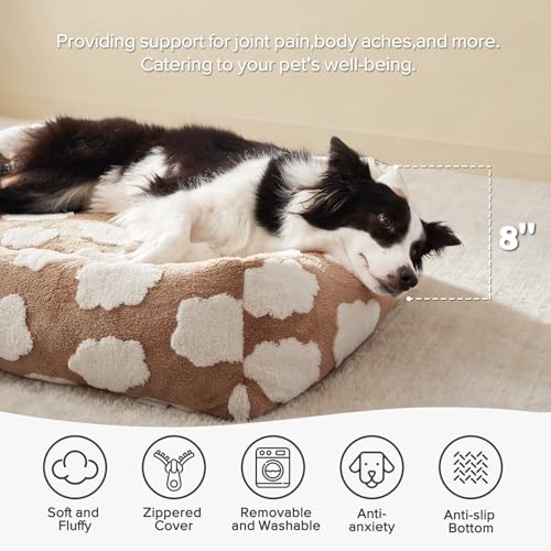 Medium Dog Bed Medium Size Dog (Cozy Clouds Brown / M (30"x24"x8"))